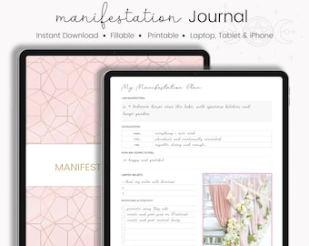 Printable Manifestation Journal, Manifestation Workbook, Gratitude Journal | Fillable & Editable Manifestation Journal