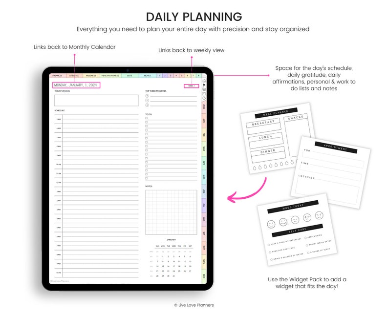 2024 Digital Planner, 2024 Digital Planner for Goodnotes, Portrait Planner, 2024 Planner, Hyperlinked 2024 Digital Planner image 4