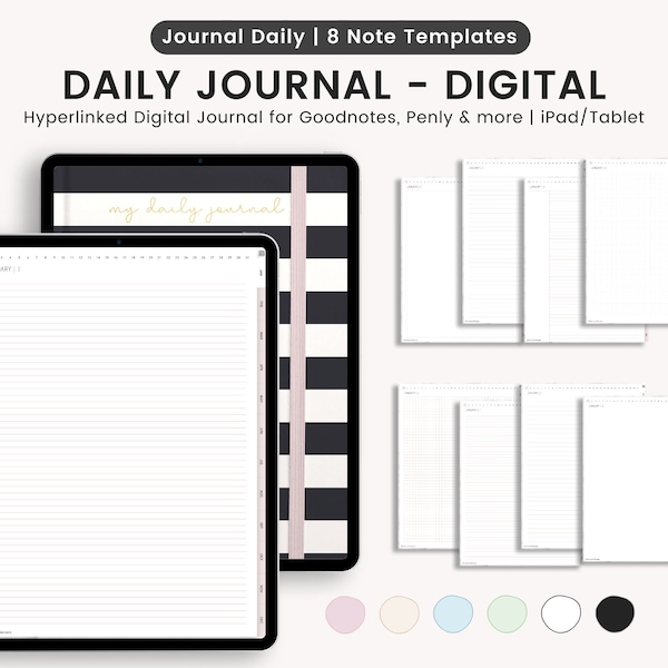 Digitales Tagesjournal, Tagesplaner, Digitales Journal, 365 Seiten, Digitales Journal für iPad, Hyperlinked Journal, Digitales Tagebuch, Goodnotes