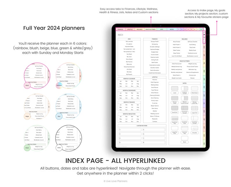 2024 Digital Planner, 2024 Digital Planner for Goodnotes, Portrait Planner, 2024 Planner, Hyperlinked 2024 Digital Planner image 3