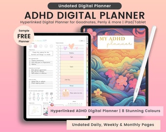 ADHD Digitale Planner, ADHD Planner, Ongedateerde ADHD Digitale Planner voor volwassenen, Digitale Planner Adhd, Adhd Journal, Digitale Adhd Planner