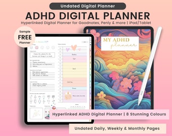 ADHD Digital Planner for Adults: Daily, Weekly, Monthly (Goodnotes, Notability Compatible) (Digital Download