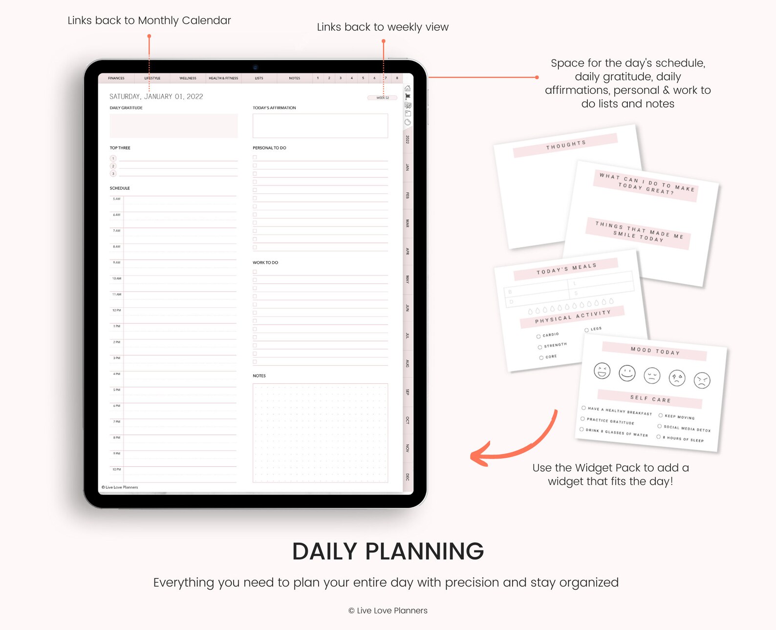 2022 2023 Digital Planner 2022 2023 Portrait Planner Dated Etsy