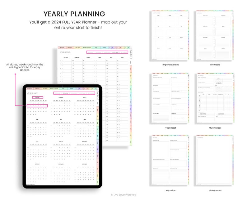 2024 Digital Planner, 2024 Digital Planner for Goodnotes, Portrait Planner, 2024 Planner, Hyperlinked 2024 Digital Planner image 7