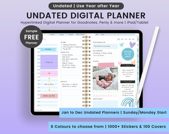 Undated Digital Planner | Hyperlinked Digital Planner | GoodNotes Planner | Notability Planner | iPad Planner | Undated Planner | Daily