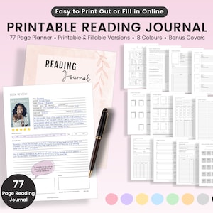 Diario di lettura stampabile, Diario di lettura compilabile, Diario di lettura, Tracker di libri stampabile, Tracker di lettura stampabile, Diario di libri