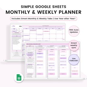 Google Sheets Monthly and Weekly Planner: Daily, Weekly, Monthly Digital Planning Spreadsheet (Instant Download)