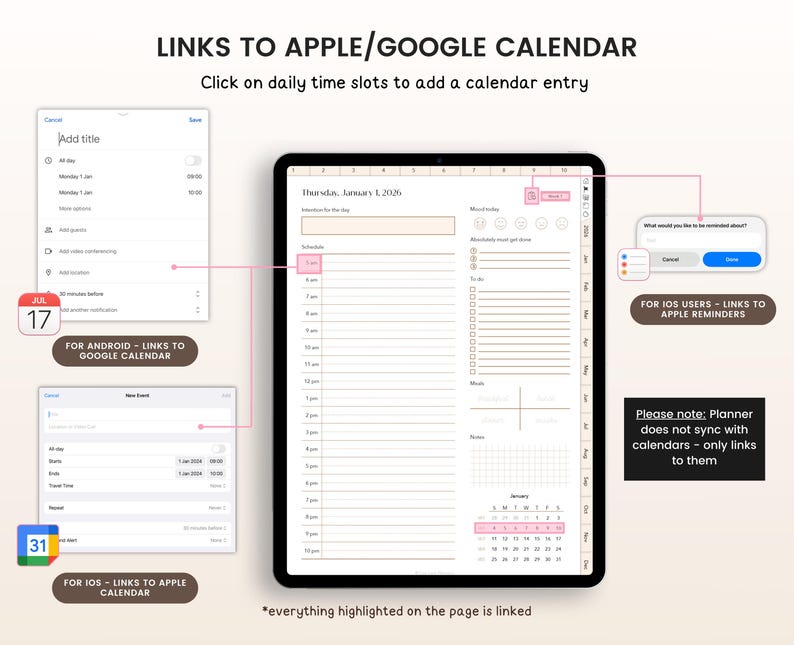 2026 Planner, 2026 Digital Planner, 2026 Planner Digital, 2026 Planner, 2026 Dated Planner, Hyperlinked Planner, Goodnotes 2026 Planner iPad image 3