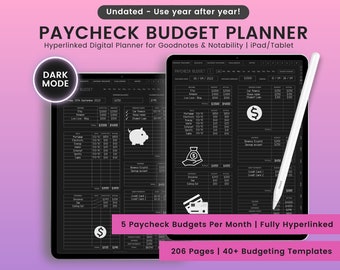 Paycheck Budget, Weekly Paycheck Budget, Weekly Budget Planner, Weekly Budget Template, Dark Mode Budget, Monthly Budget, Budget by Paycheck