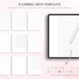 Digital Note Paper, Digital Notes, Note Paper, Lined, Grid, Dotted, Blank, Cornell and Schedule Note Templates For iPad ONLY zdjęcie 9