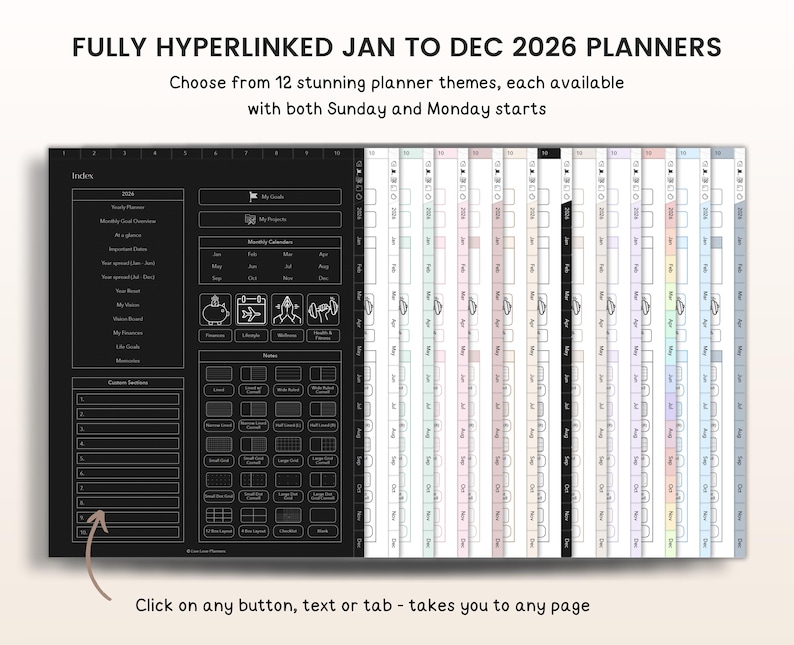2026 Planner, 2026 Digital Planner, 2026 Planner Digital, 2026 Planner, 2026 Dated Planner, Hyperlinked Planner, Goodnotes 2026 Planner iPad image 2
