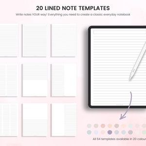 Digital Note Paper, Digital Notes, Note Paper, Lined, Grid, Dotted, Blank, Cornell and Schedule Note Templates For iPad ONLY zdjęcie 7