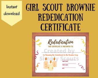 Girl Scout Brownie Rededication Certificate for Rededication Ceremonies