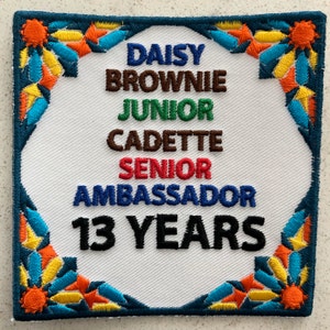 13 Years Milestone Girl Scout Iron On Patch ORDER 1 or 2 Patches ONLY Daisy Brownie Junior Cadette Senior Ambassador