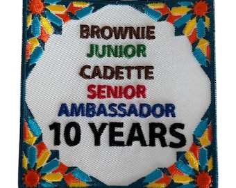 Eclaireuse jalonnée de 10 ans, écusson 3 ou plus, Brownie, cadette junior, ambassadrice principale, cadeau de transition, gilet pour adulte, ceinture
