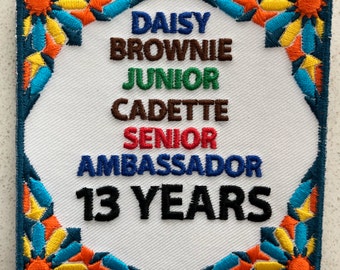 Eclaireuse jalonnée de 13 ans, fer à repasser écusson 3 ou plus Daisy Brownie Cadette junior ambassadrice senior