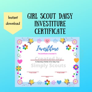 Girl Scout Daisy Investiture Certificate for Investiture Ceremonies