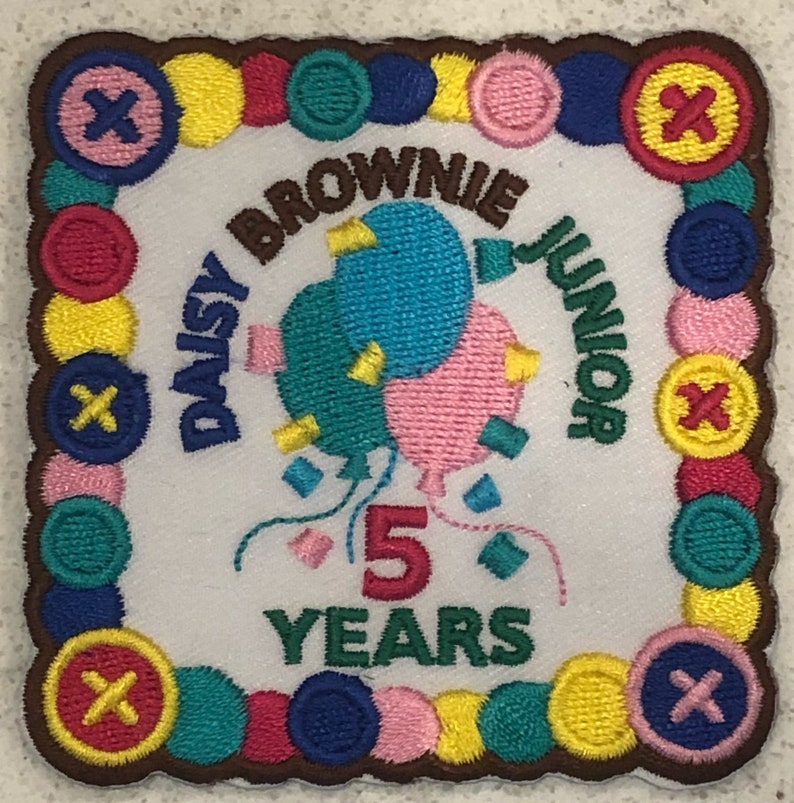 Girl Scout Junior Cadette 5 Years Milestone Iron On Fun Patch Court of Awards or Bridging Award image 1