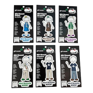 Girl Scout Vinyl Car Stickers Daisy Brownie Junior Cadette/Senior Ambassador Dad
