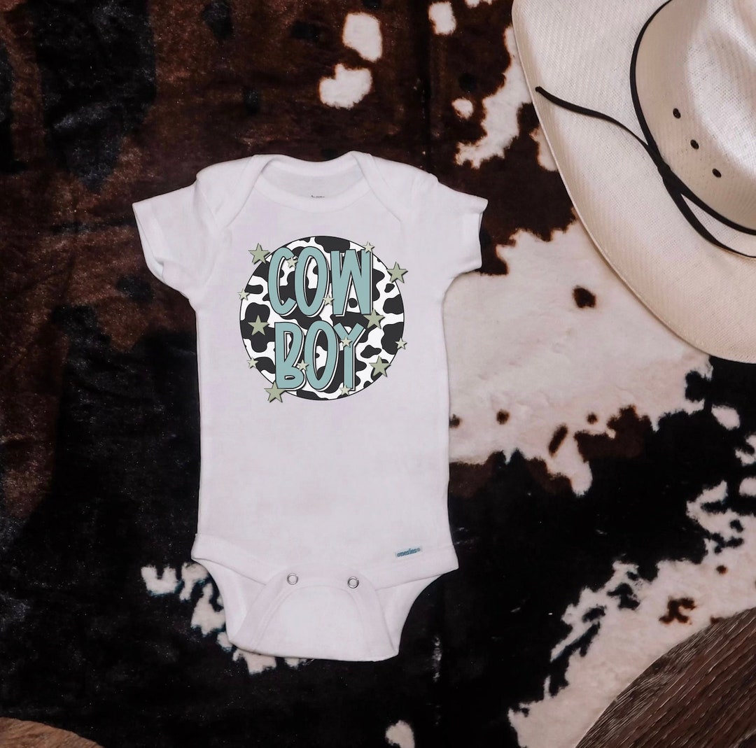 Cow Boy Cow Print Onesie® Bodysuit, Cute Baby Bodysuit, Baby Shower