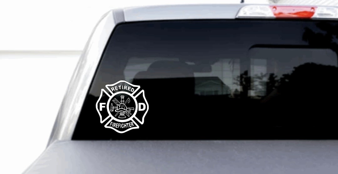 Retired Firefighter Maltese Cross Car Decal, Retired Firefighter Gift