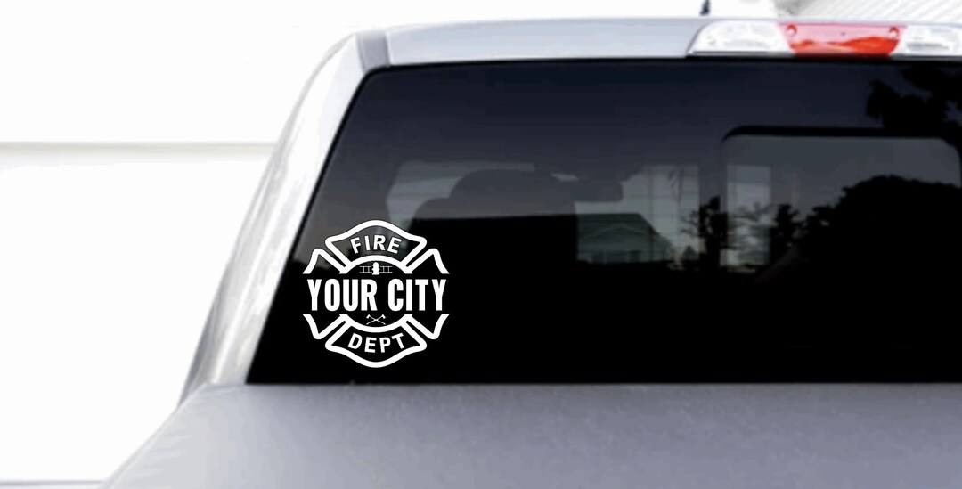 Custom Maltese Cross Fire Department Car Decal, Firefighter Gift