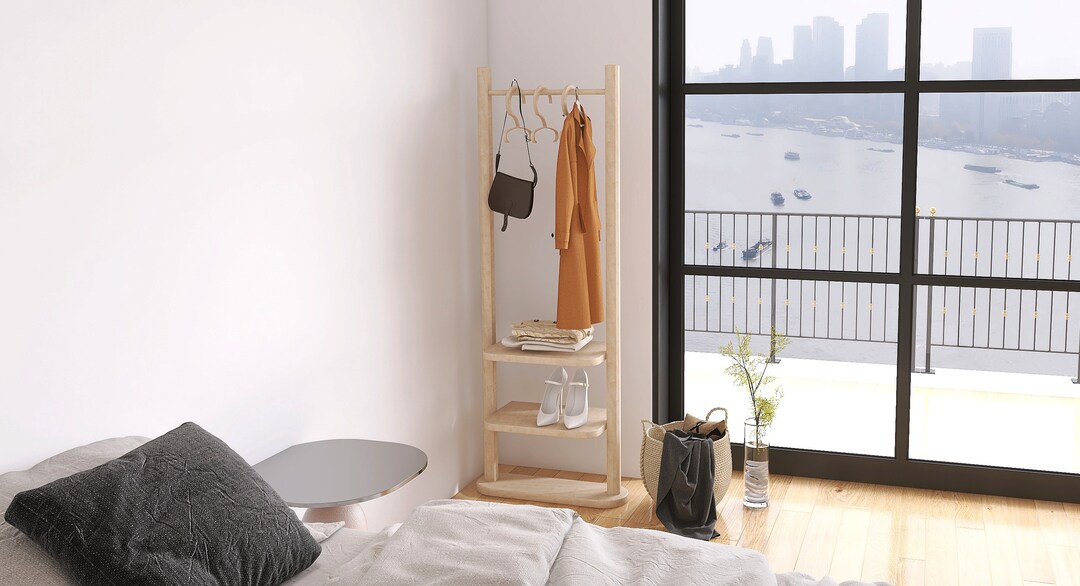 Wooden Coat Rack, Coat Rack With Shelves, Foot Hanger, Clothing