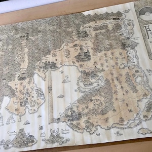 Pokémon Kanto Karte mit allen 151 original Pokémon abgebildet in den Größen A1 A2 und A3. Das perfekte nostalgische Geschenk für einen Fan der Franziska