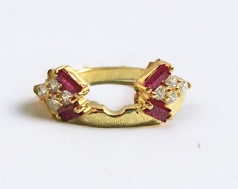 Enhancer Guards, 0.50 Ct Red Ruby And Diamond Solitaire Wrap Enhancer Band Ring 14k Yellow Gold Plated Sterling Silver Enhancer