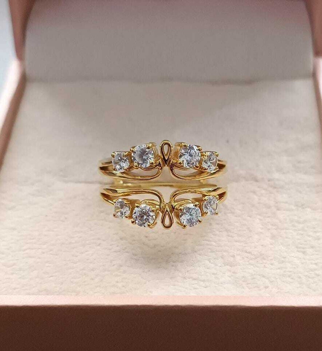 Enhancer Ring Guards, 1.00 Carat Round Cut D/VVS1 Diamond 10k Yellow