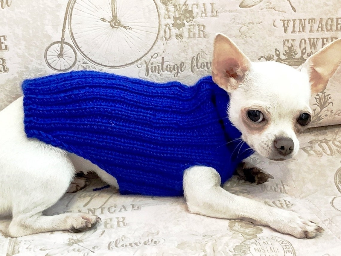 Hand knit dog sweater wool blend yarn Warm dog sweater MADE Etsy
