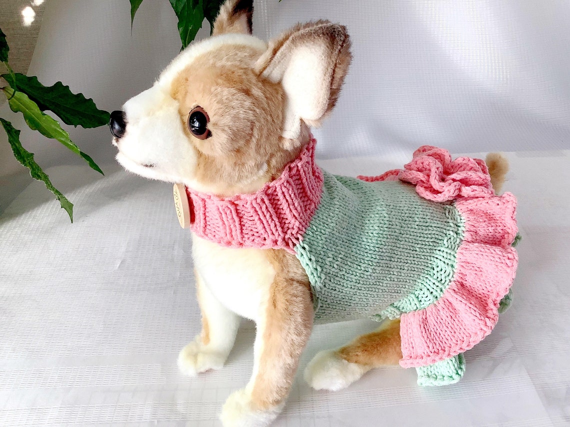Sage green dog dress Pink and sage green Dog dress for small Etsy