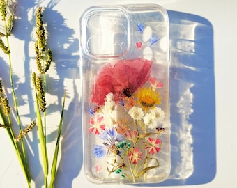 Handyhülle mit gepresster Blume: Echtes Blumenmuster, Bumper Case