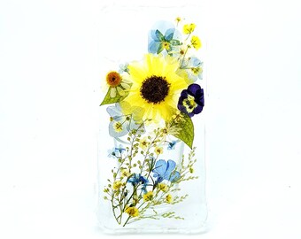 Pressed Flower Phone Case: Real Sunflower Floral Design