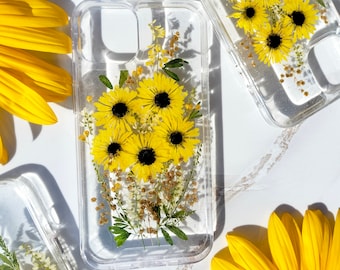 Pressed Sunflower Phone Case: Real Floral Design