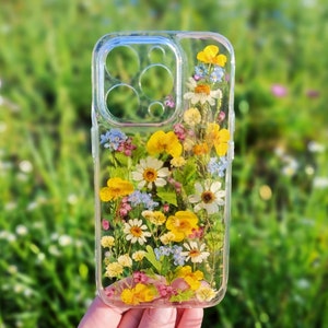 Real pressed flower phone case fit for iphone 15 14 13 12 11 plus pro max mini/ XR/ XS/ SE/ Galaxy S23 fe/ S22/ S21 Ultra Plus