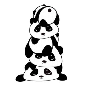Panda Pile Matte Vinyl Autocollant imperméable || Autocollants imperméables en vinyle dessinés à la main pour les couvertures de journaux, les tasses, les livres scolaires, les fenêtres de voiture.