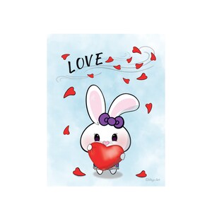 Bon-E Bunny holding a Heart Greeting Card || Cute Greeting Card for Valentine&#39;s Day or any occasion for your loved one.