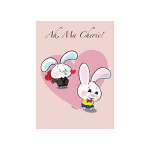 Ah, Ma Cherie Ben-E & Bon-E Carte de Saint-Valentin || 5.4 x 4in. Carte de vœux.
