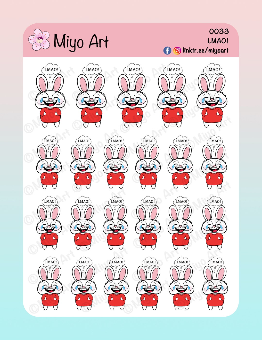 LMAO Sticker Sheet Hand Drawn in House Printed for Your - Etsy