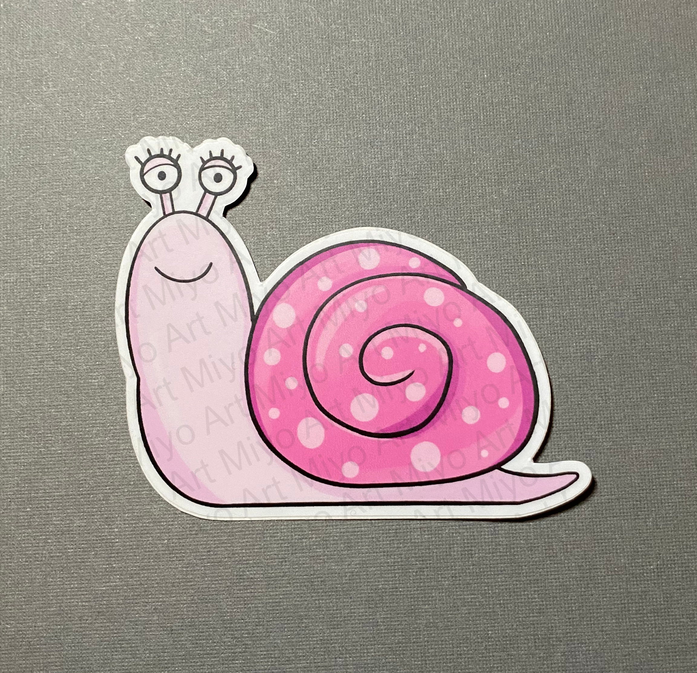 Cute Pink Snail with polka dot shell Vinyl Sticker | Etsy