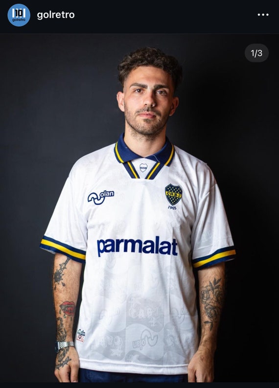 Jersey Boca Juniors Visitante Parmalat Maradona Retro Original Olan blanco Etsy Espana
