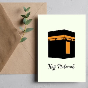 Cartões de luxo para o Hajj – Cartões islâmicos elegantes para o Hajj – Presente muçulmano – Cartões para o Hajj Mubarak – Cartões com mensagem de presente para o Hajj
