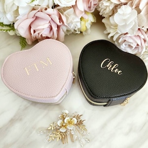 Heart Shaped Personalised Jewellery Case, Travel Gift Jewellery Box, Jewellery Organiser, Jewellery Box, Bridesmaids Proposal Box, Bride