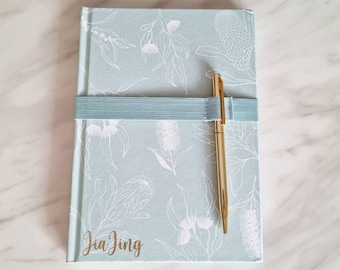 Personalised Journal notebook | Custom Name Journal | Custom intial journal | Lined Journal Gift | Australian Floral Bush Flower Theme