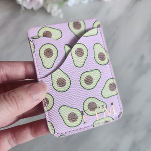 Personalisierte selbstklebende Kartenhalter Telefonbefestigung | Süße Cartoon Avocado | Mini Reise Geschenk | Kreditkartenlizenz speichern | Geburtstagsgeschenk |