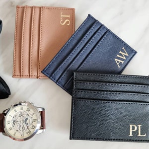 Mens Personalised Coin Card Slot Pouch Case, Mini Travel Gift, Store Small Change notes cards, Birthday Fathers Day Gift, Groomsman Gifts
