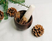 Natural Pestle and Mortar Pestle Mortar Coconut bowl Wood Pestle Forest school Handcrafted Plastic free play