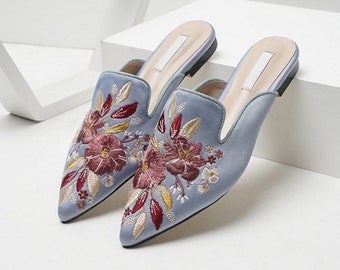 Flower Embroidered Shoes handmade Emboroidered Shoes close - Etsy