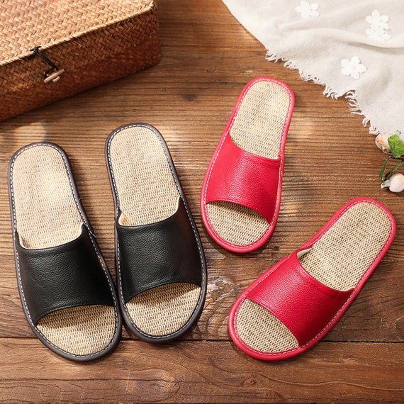 lederen slippers